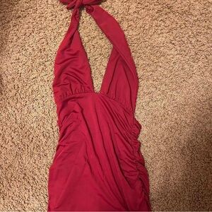 Red Halter Neck Mini-Dress